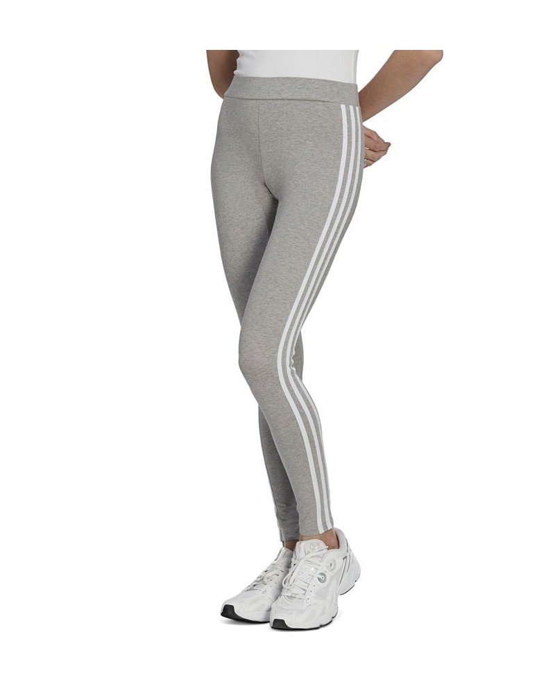 Women's High Waist Three Stripe Pull-On Leggings Gray $21.50 Pants