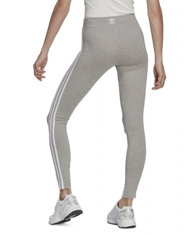 Women's High Waist Three Stripe Pull-On Leggings Gray $21.50 Pants