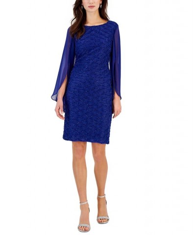 Jacquard Cape Sleeve Dress Dark Navy $42.72 Dresses