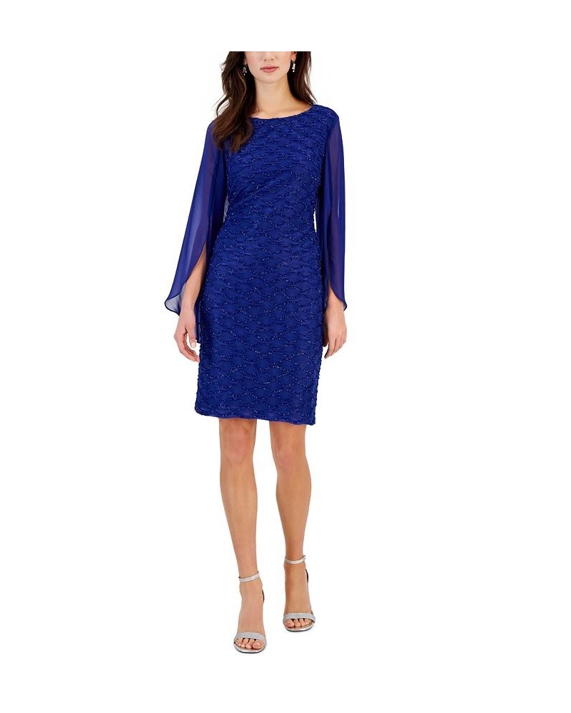 Jacquard Cape Sleeve Dress Dark Navy $42.72 Dresses