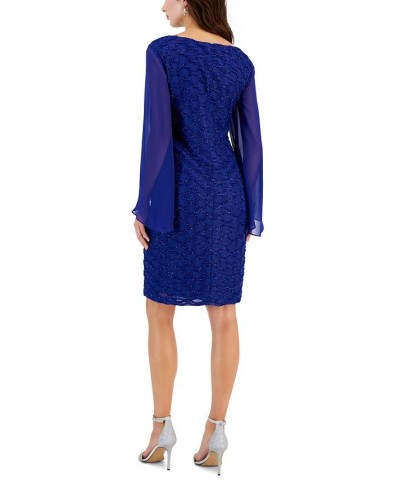 Jacquard Cape Sleeve Dress Dark Navy $42.72 Dresses