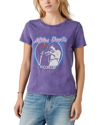 Women's Cotton Miles Davis Graphic-Print Tee Deep Wisteria $23.22 Tops