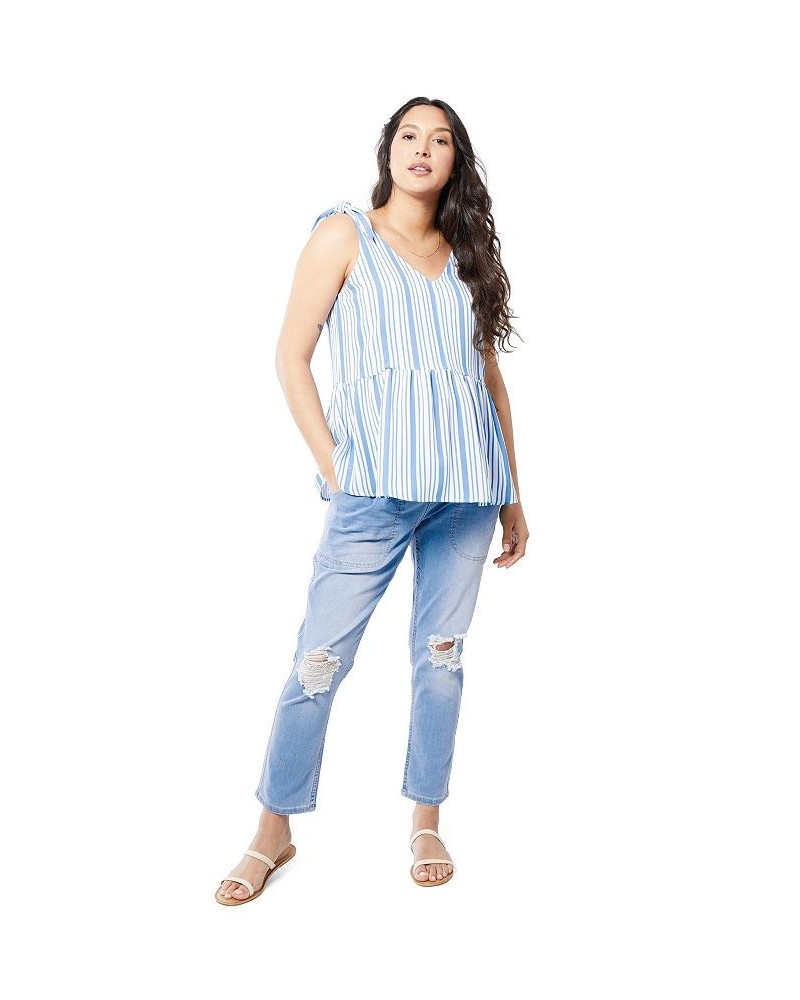 Women's Maternity Tie-Strap Nursing Tank Cabana Stripe Blue $32.76 Tops