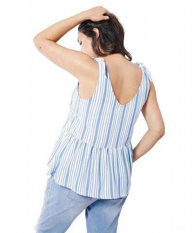 Women's Maternity Tie-Strap Nursing Tank Cabana Stripe Blue $32.76 Tops