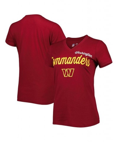 Women's Burgundy Washington Commanders Post Season V-Neck T-shirt Red $13.12 Tops