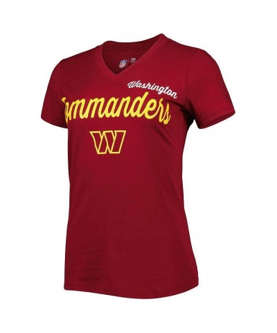 Women's Burgundy Washington Commanders Post Season V-Neck T-shirt Red $13.12 Tops