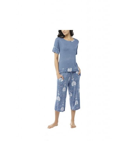 Plus Size Combo Tee with the Capri Set Blue $26.88 Sleepwear