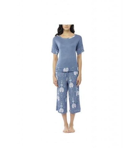 Plus Size Combo Tee with the Capri Set Blue $26.88 Sleepwear