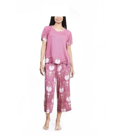 Plus Size Combo Tee with the Capri Set Blue $26.88 Sleepwear