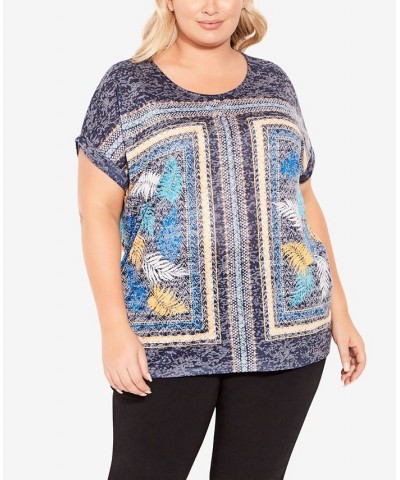 Plus Size Macie Burnout Scoop Neck Top Navy, Gold $37.26 Tops