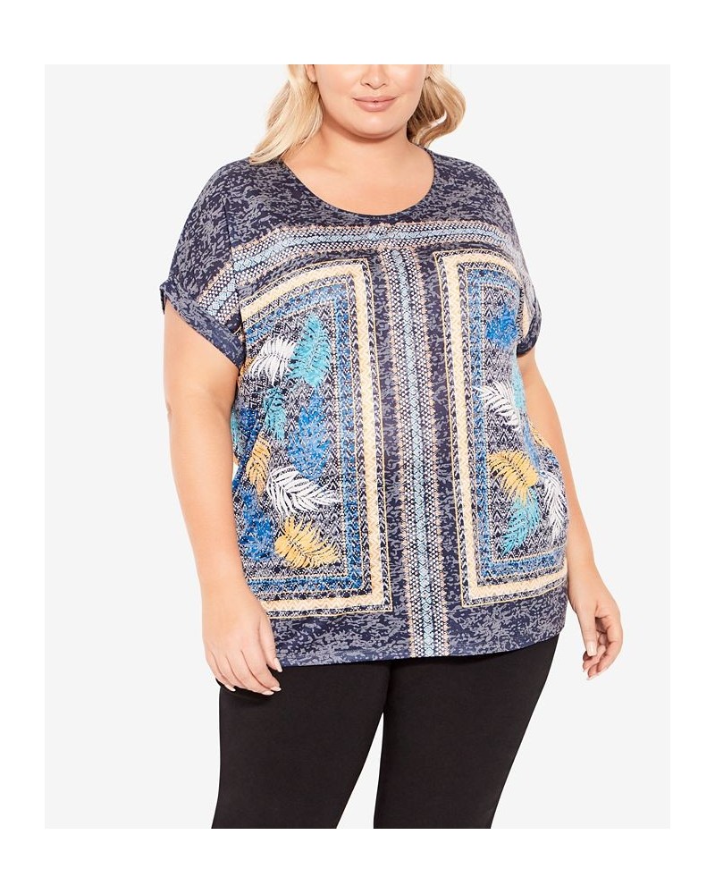 Plus Size Macie Burnout Scoop Neck Top Navy, Gold $37.26 Tops