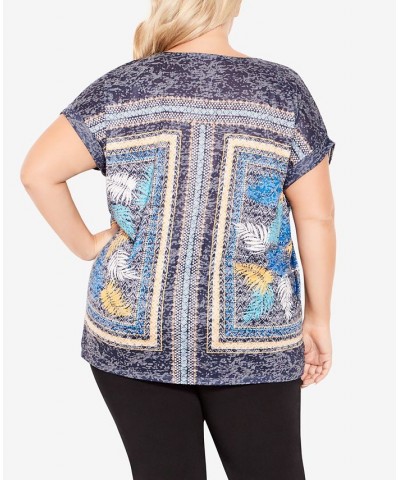 Plus Size Macie Burnout Scoop Neck Top Navy, Gold $37.26 Tops