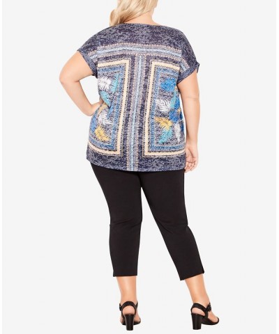 Plus Size Macie Burnout Scoop Neck Top Navy, Gold $37.26 Tops