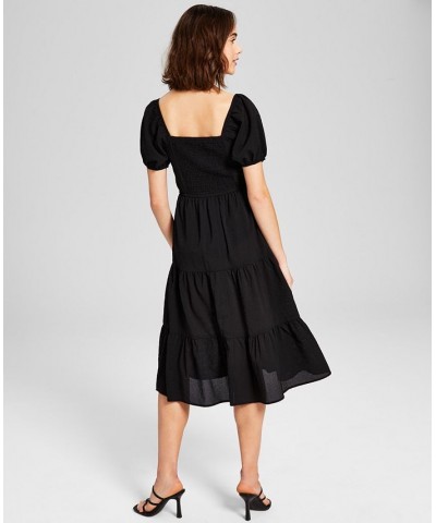 Women's Milkmaid Tiered Midi Dress Black $23.70 Dresses