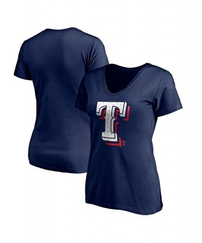 Women's Branded Navy Texas Rangers Red White and Team V-Neck T-shirt Navy $19.60 Tops