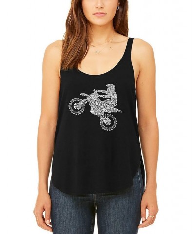 Women's Word Art Freestyle Motocross Flowy Tank Top Black $26.99 Tops