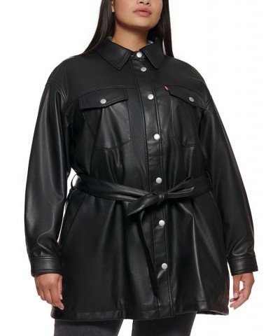 Trendy Plus Size Belted Jacket Black $36.30 Jackets