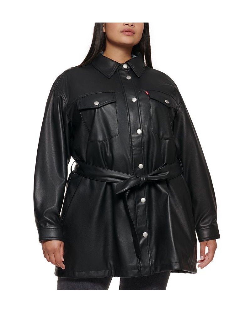 Trendy Plus Size Belted Jacket Black $36.30 Jackets