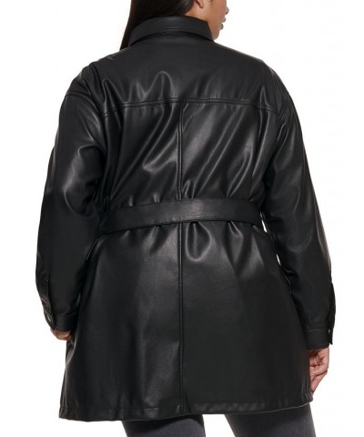 Trendy Plus Size Belted Jacket Black $36.30 Jackets