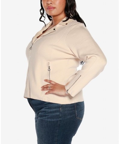 Black Label Plus Size Motorcycle Sweater Jacket Brazilian Sand $42.63 Jackets