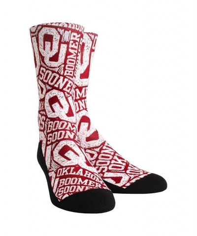 Women's Rock Em Socks Oklahoma Sooners Logo Sketch Crew Socks Crimson $16.79 Socks