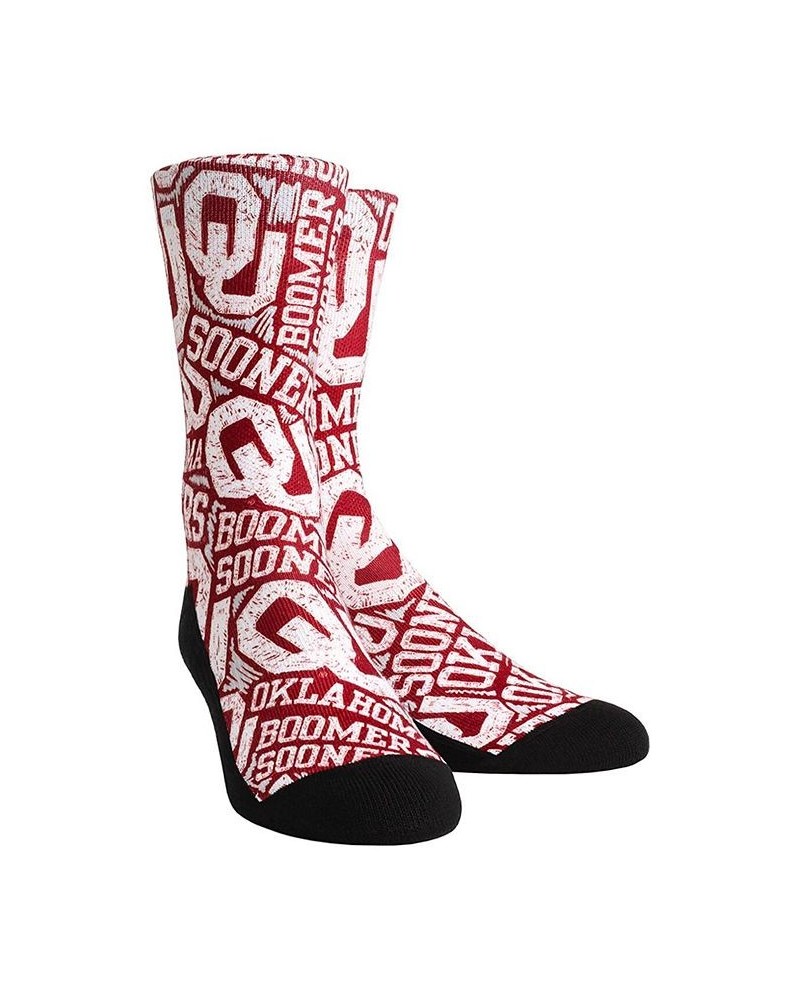 Women's Rock Em Socks Oklahoma Sooners Logo Sketch Crew Socks Crimson $16.79 Socks