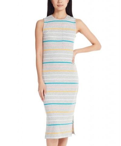 Marc New York Women's Performance Stripe Midi Dress Gray Heather $26.73 Dresses