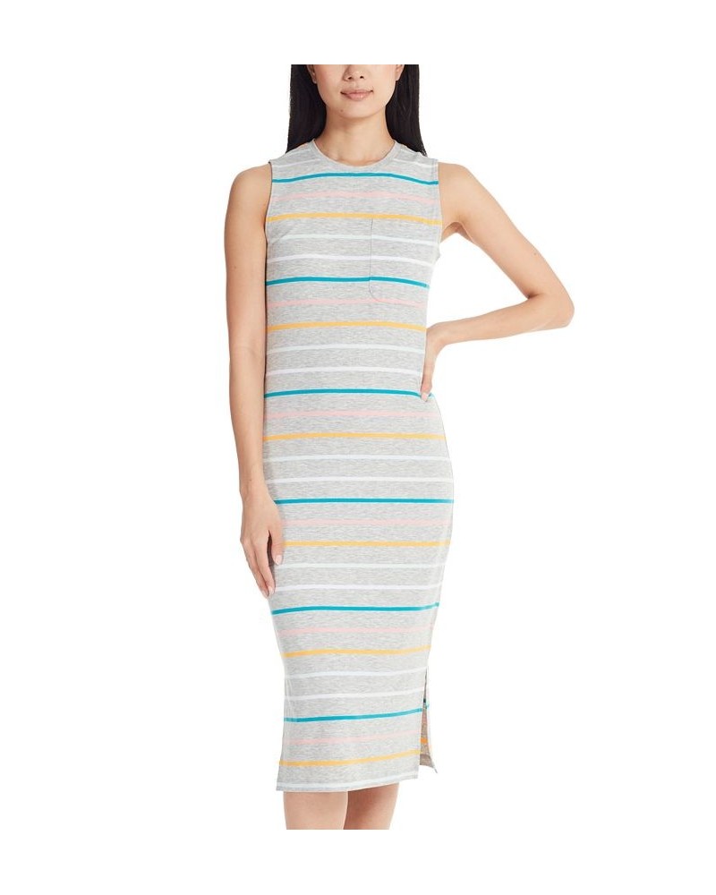 Marc New York Women's Performance Stripe Midi Dress Gray Heather $26.73 Dresses