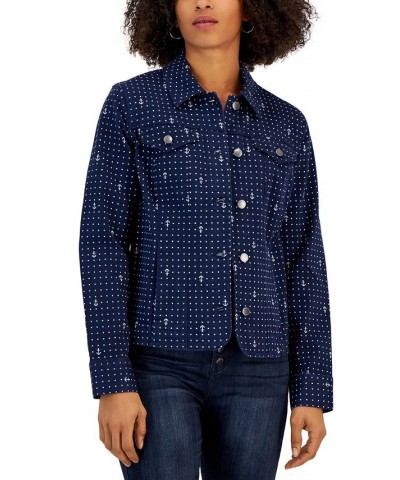 Women's Mariner-Dot Denim Jacket Intrepid Blue Combo $24.24 Jackets