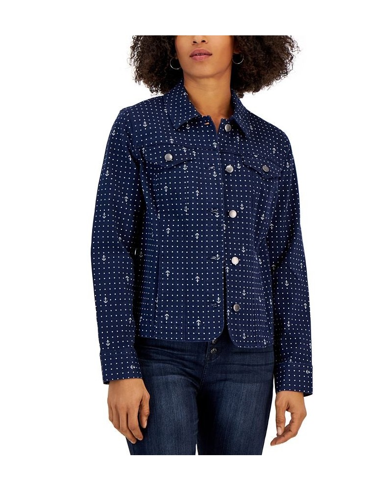 Women's Mariner-Dot Denim Jacket Intrepid Blue Combo $24.24 Jackets