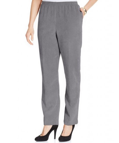 Classics Corduroy Straight-Leg Pants in Petite Average Length Gray $16.36 Pants