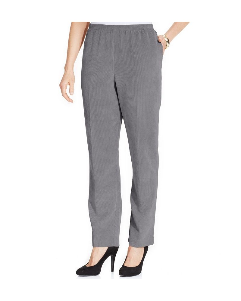 Classics Corduroy Straight-Leg Pants in Petite Average Length Gray $16.36 Pants