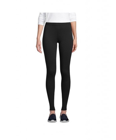 Women's Petite High Rise Serious Sweats Fleece Lined Pocket Leggings Black $32.18 Pants