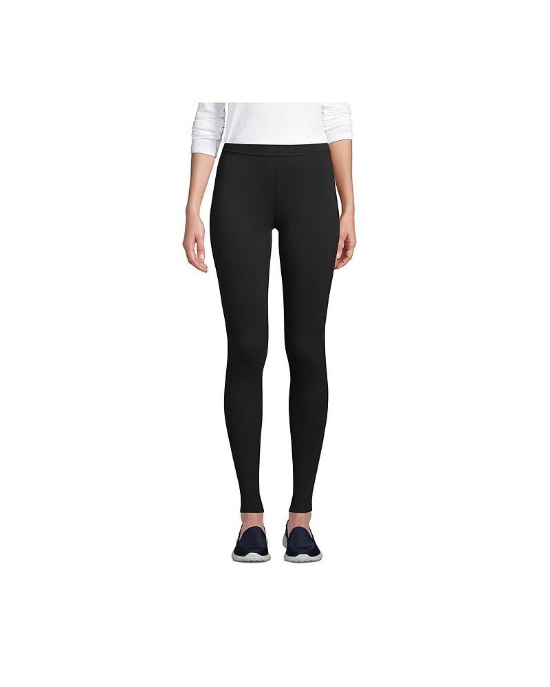 Women's Petite High Rise Serious Sweats Fleece Lined Pocket Leggings Black $32.18 Pants