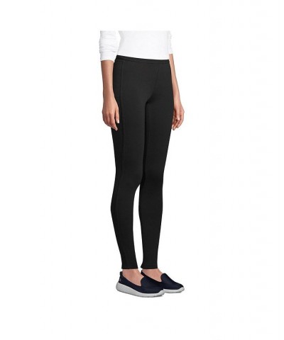 Women's Petite High Rise Serious Sweats Fleece Lined Pocket Leggings Black $32.18 Pants