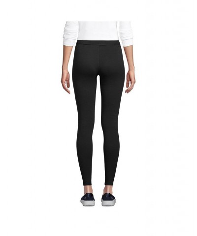 Women's Petite High Rise Serious Sweats Fleece Lined Pocket Leggings Black $32.18 Pants