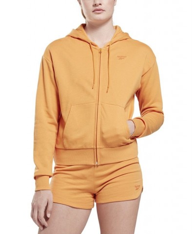 Women's French Terry Zip-Front Hoodie Orange $20.43 Tops