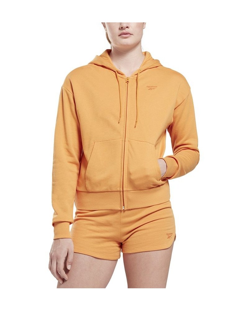 Women's French Terry Zip-Front Hoodie Orange $20.43 Tops