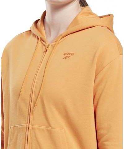 Women's French Terry Zip-Front Hoodie Orange $20.43 Tops