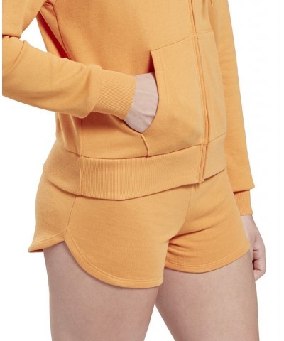 Women's French Terry Zip-Front Hoodie Orange $20.43 Tops