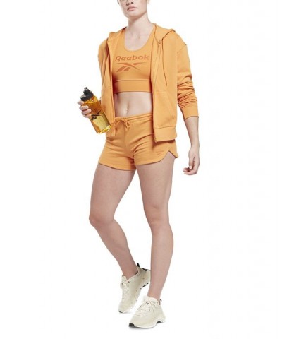 Women's French Terry Zip-Front Hoodie Orange $20.43 Tops