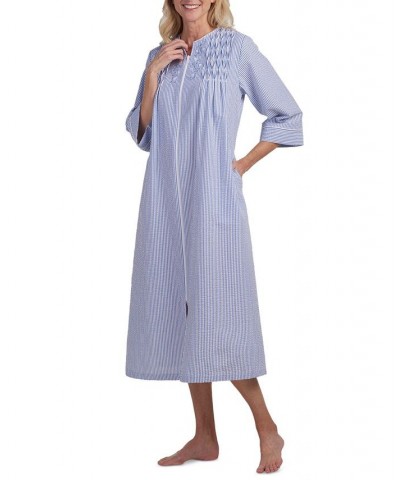 Women's Striped Zip-Front Nightgown Navy / White Stripe $28.71 Sleepwear