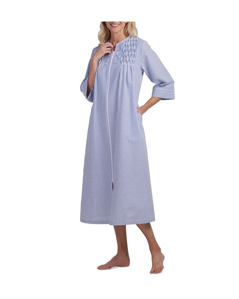 Women's Striped Zip-Front Nightgown Navy / White Stripe $28.71 Sleepwear