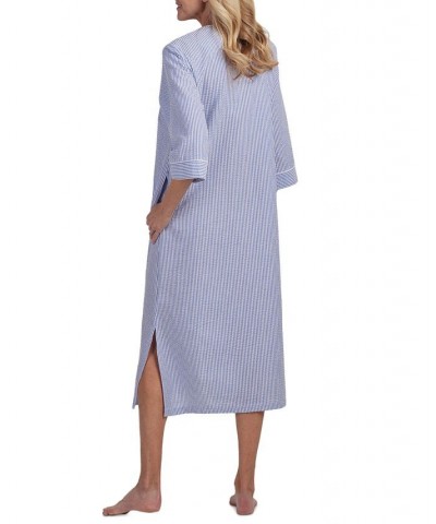 Women's Striped Zip-Front Nightgown Navy / White Stripe $28.71 Sleepwear