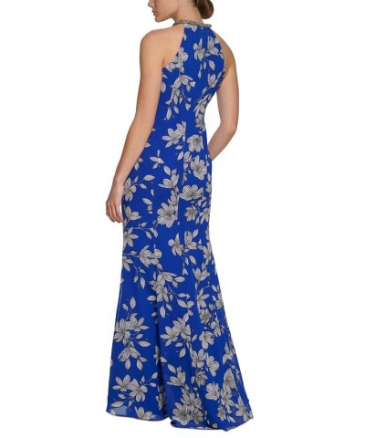 Women's Floral Halter Gown Regatta Multi $107.55 Dresses