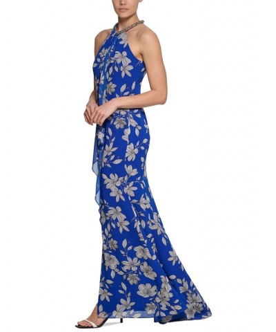 Women's Floral Halter Gown Regatta Multi $107.55 Dresses