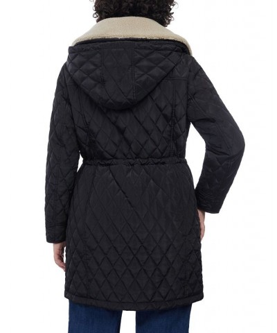 Women's Plus Size Hooded Faux-Fur-Collar Quilted Coat Black $98.40 Coats