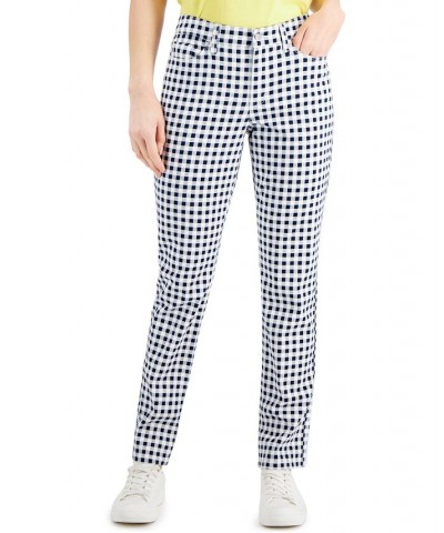 Petite Lexington Gingham-Print Straight-Leg Jeans Intrepid Blue $12.25 Jeans