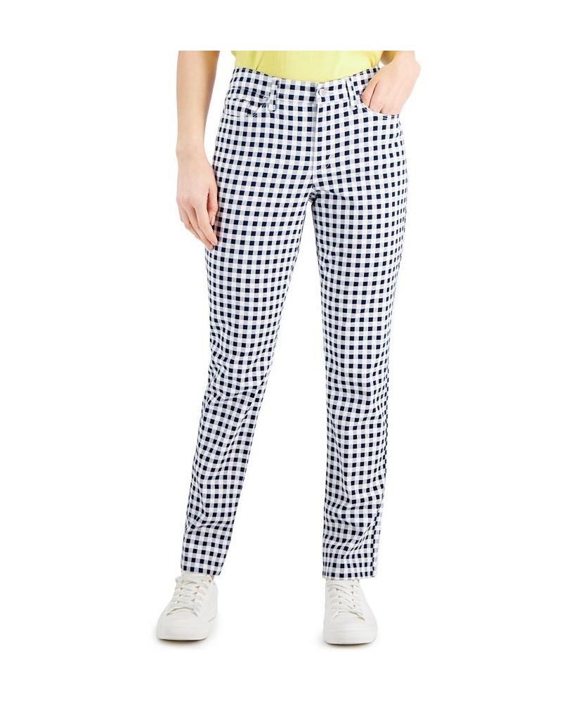 Petite Lexington Gingham-Print Straight-Leg Jeans Intrepid Blue $12.25 Jeans