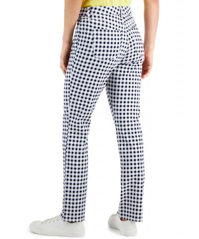 Petite Lexington Gingham-Print Straight-Leg Jeans Intrepid Blue $12.25 Jeans